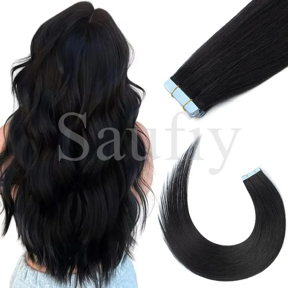 Fita reta loira em extensões de cabelo humano 20 unidades / pacote em linha reta natural preto loiro marrom fita ins extensões de cabelo 12-20 polegadas fita de trama de pele dupla face sem costura em extensões de cabelo para mulheres — image 10