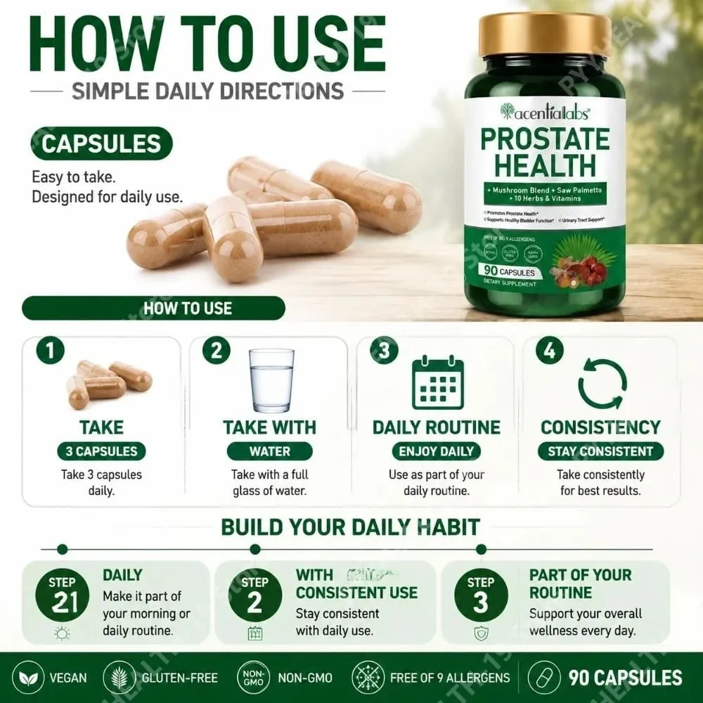 Prostate Health Capsules with Saw Palmetto 2000mg 90 Count Supports Healthy Prostate Function Urinary Flow Urinary Tract Comfort — image 5