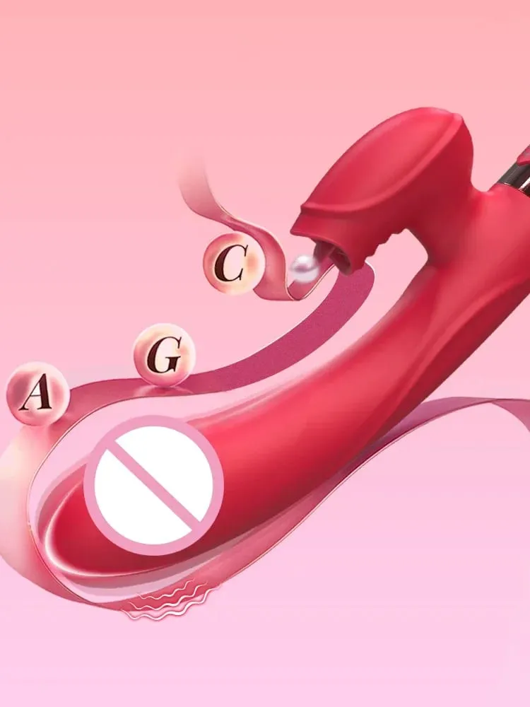 Sexleksaksvibrator för kvinnor Klitorisstimulator Kvinnlig onanist G Spot Dildo med tungslickande Vuxna Varor 18+ — image 4