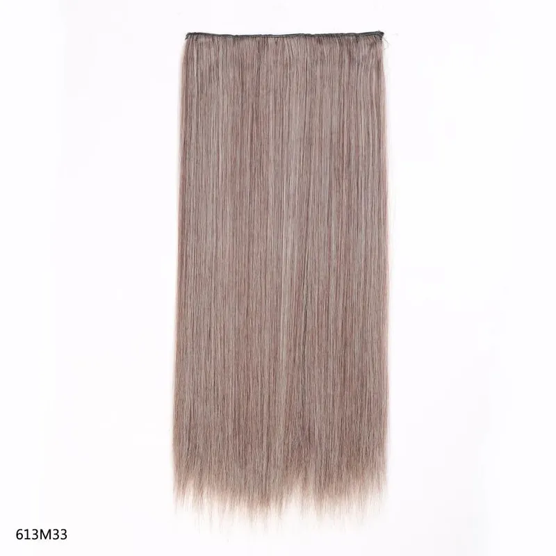 Hairpiece 5-Clips One Piece Clip-In Hair Extension Long Straight Hair Voluminous Natural Soft Synthetic Hair for Women Daily Use