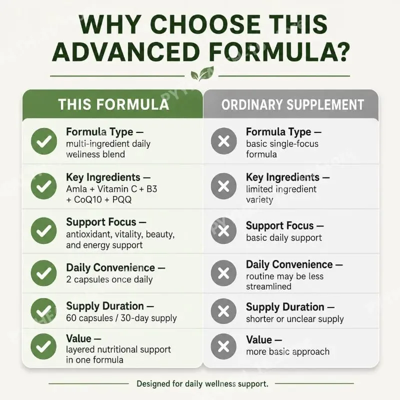 Docteat Amla Fruit Extract Capsules Immune Function Support Support Skin Health Support na may Vitamin C B3 CoQ10 PQQ 60 Capsules — image 6
