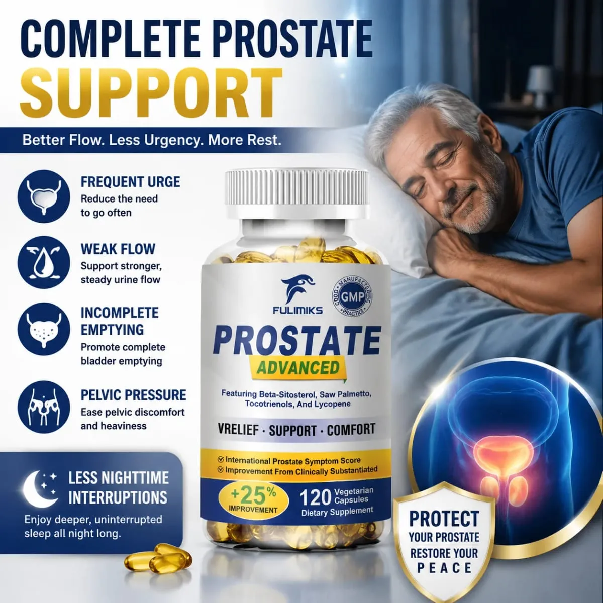 Advanced Saw Palmetto Capsules for Men Support Hair Bladder Urinary Tract & Prostate Health Reducing Nighttime Bathroom Trips — image 3
