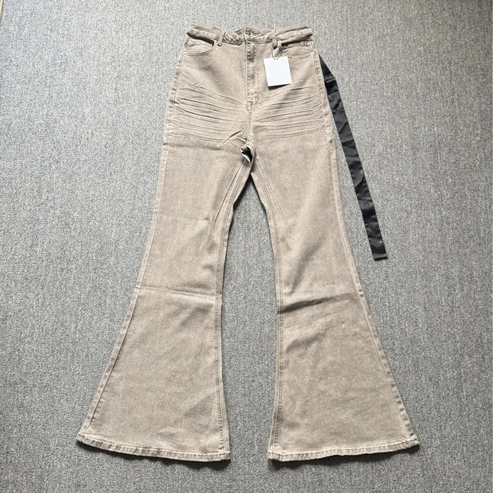 High Street RO Style Jeans Pants Men's Horn Wide Legs Look Skinny Stacked Dragging Wrinkled Cat Beard Wasteland Denim Pant — image 7
