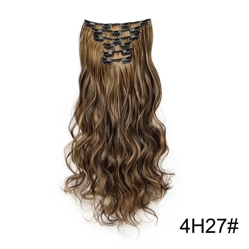 22Inch Synthetic 6pcs/set Long Curly Hair Extension Thick Soft Hairpiece for Short Hairline Coverage for Women Daily Use — image 13