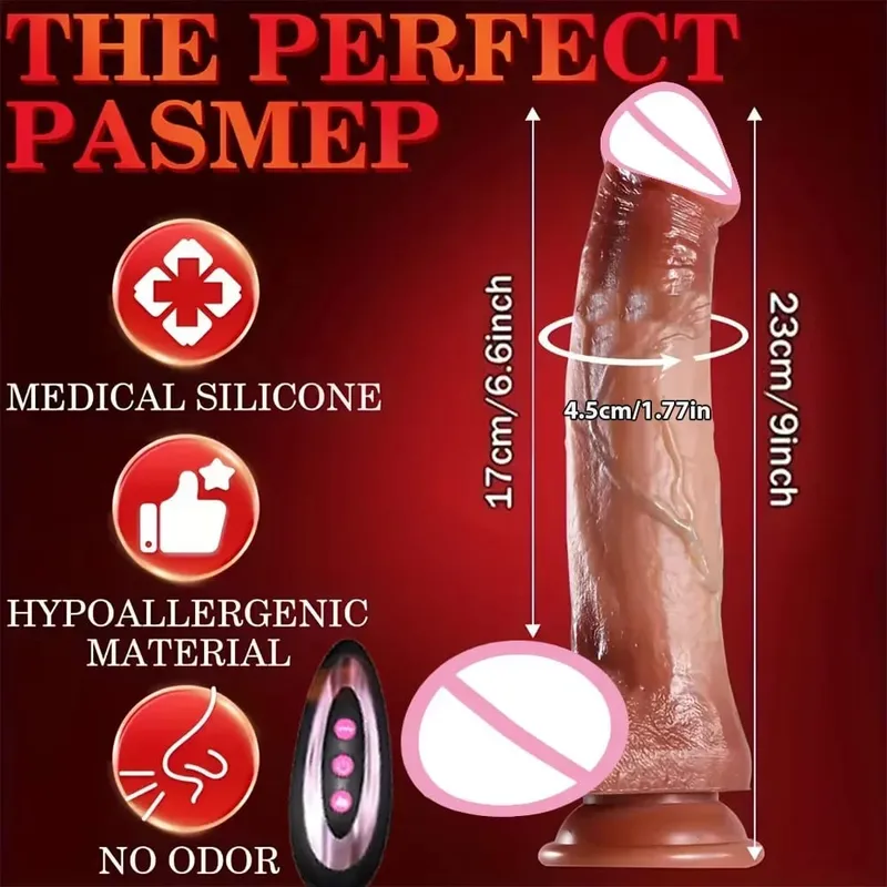 Dildo 8.66-in-1 Thrust & Vibration Modes Silicone Sex Toy with Remote Heating & Rotation G-Spot Stimulator for Vaginal Anal Use Party Favor Adult Product 8.66-inch