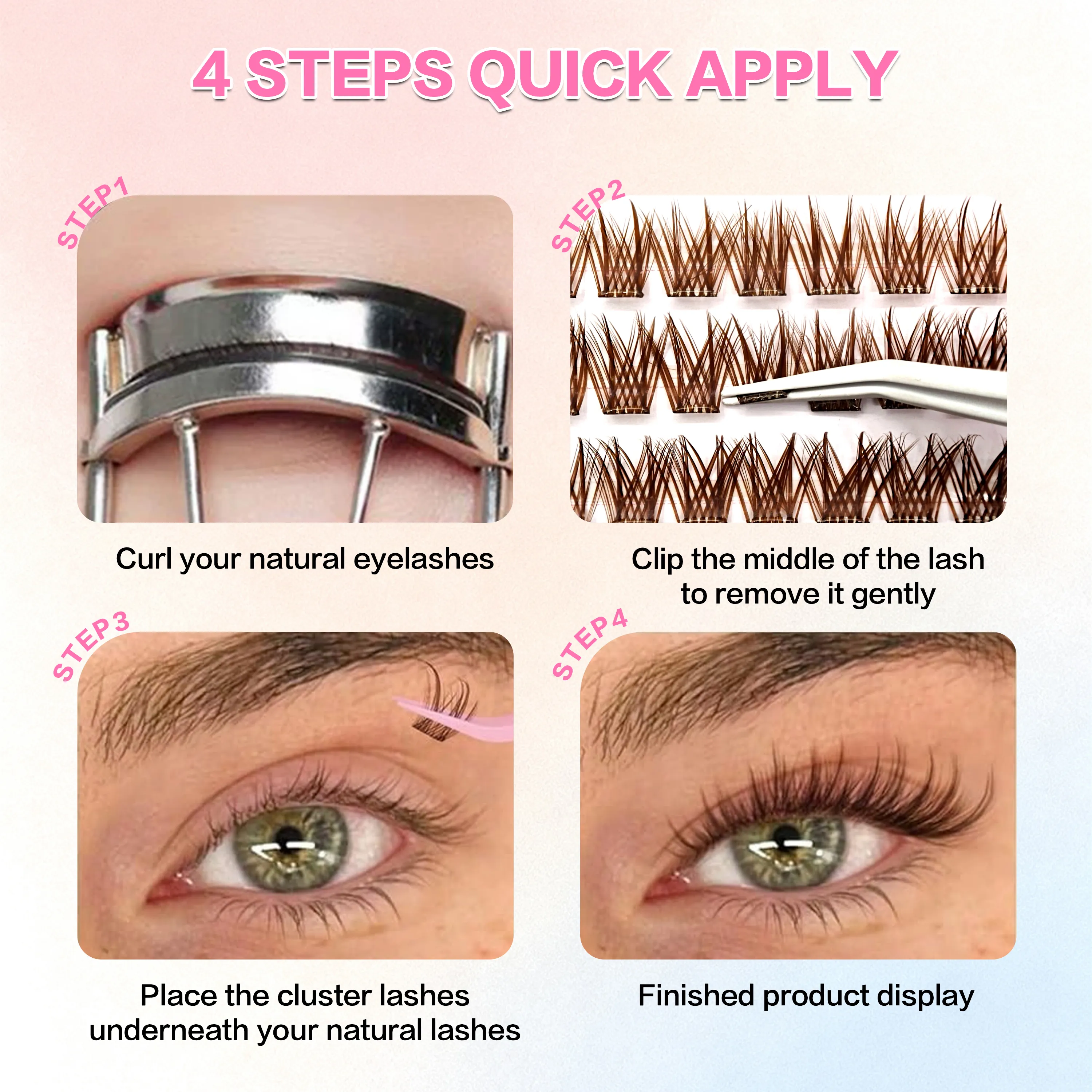 Brown Color Popular High-quality Self-Adhesive Eyelash Extension 3-4Times Reusable Handmade Large Capacity Enlarged Double Eye — image 6