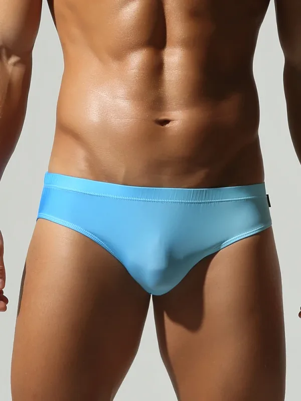 Roupa íntima triangular masculina com design fino de seda gelada, secagem rápida, alta elasticidade, cintura baixa, sexy, ajuste fino, moda jovem — image 9