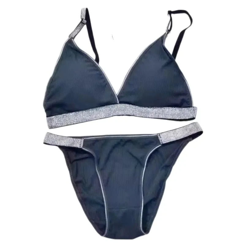 Women Wirefree Bra at Panties Set Padded Bralette Low Rise Bikini Briefs Sexy Lingerie Set Soft Comfy Daily Wear Underwear — image 5