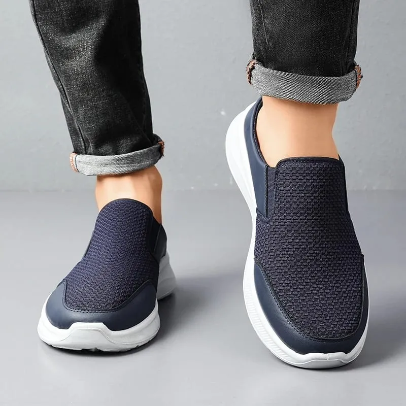 Pull-on Dual Wear Breathable Grid Knit Walking Mules Integrated Elastic Side Gore Panel Rib Segmented Full White Footwear — image 3