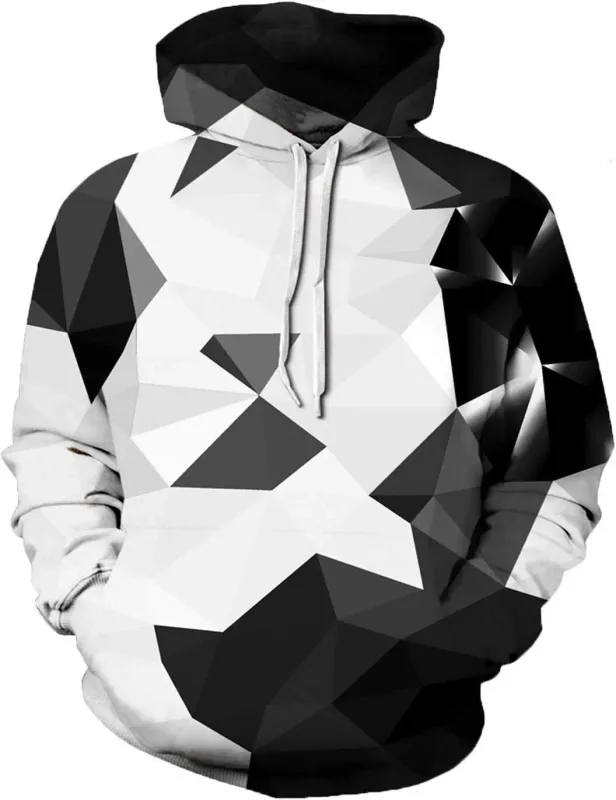 Moletom com capuz gráfico masculino unissex com estampa de novidade, pulôver com padrão 3D com bolso, moletom com capuz gráfico quente de manga comprida Me — image 17
