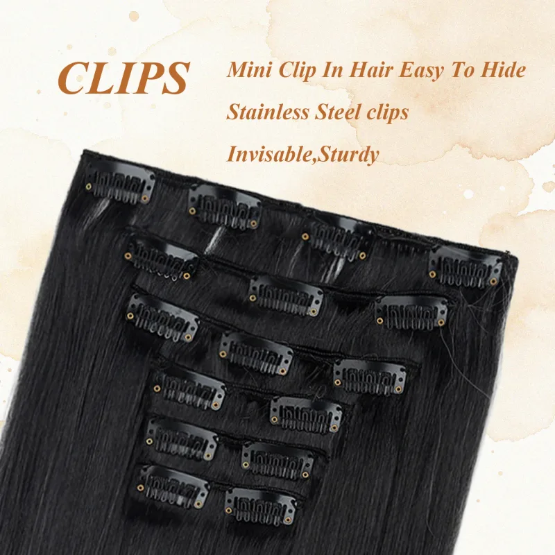 6 pçs 24 polegada ombre cor clip-in extensões de cabelo longo sintético em linha reta hairpieces em camadas macio invisível clip ins extensões — image 4