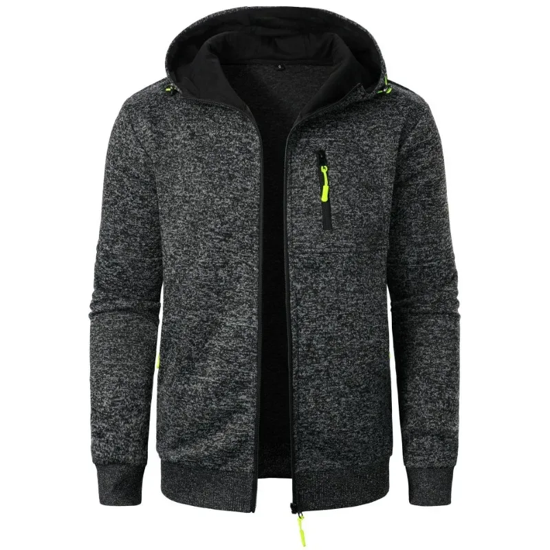 Novo streetwear masculino manga longa sweatshirts para homem zíper com capuz oversize inverno quente casaco casaco de treino ao ar livre — image 7