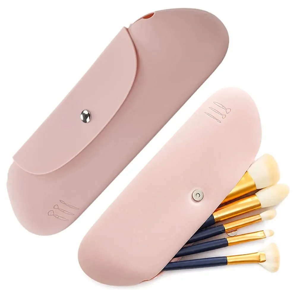 1/2pcs Makeup Brush Storage Bag Silicone Makeup Brush Holder Travel Cosmetic Bag Portable Cosmetic Face Brushes Holder Tool — image 1