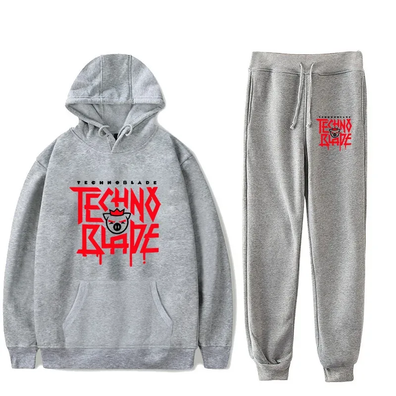 Harajuku Comfortable technoblade Print Sweatshirt Sweatpants Suit Men/Women Hoodies+ Trousers Suit Cute 2 Piece Set Clothes — image 20
