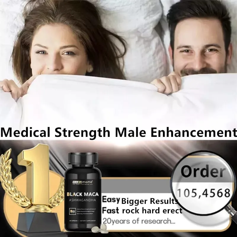 Suplemento orgânico de raiz de maca preta + extrato de ashwagandha para mulheres e homens, resistência à energia ereta - pílulas veganas — image 3