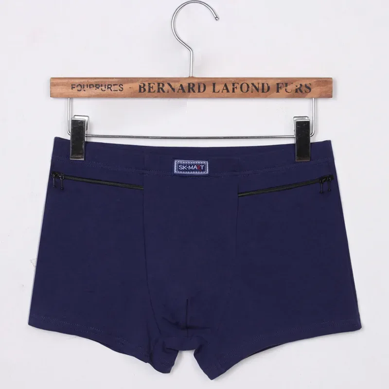 Cuecas boxer masculinas com bolsos, cuecas antirroubo, dois bolsos com zíper, cuecas de algodão, cuecas boxers masculinas, shorts de saque 3256802472559571