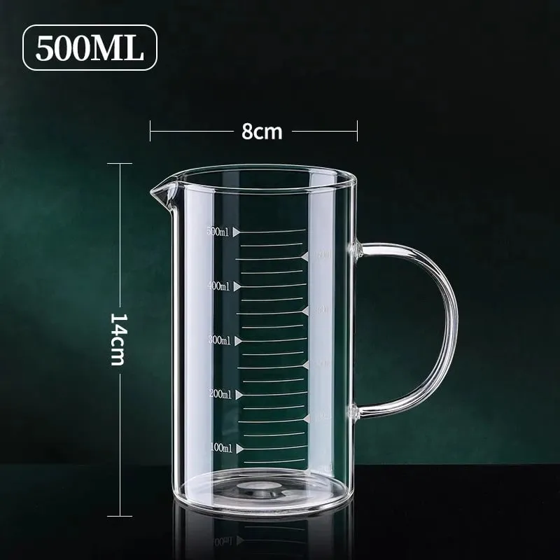 1/2pcs Glass Measuring Cup With Handle Heat-resistant Laboratory Beaker Kitchen Milk Coffe Measuring Mug 250/350/500/1000ml — image 11