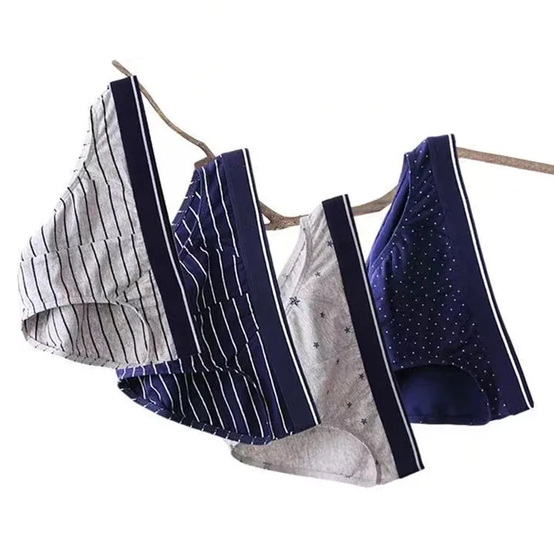 4 pçs/lote cuecas masculinas lingerie sexy calcinha masculina de algodão respirável cueca listrado calcinha lotes por atacado