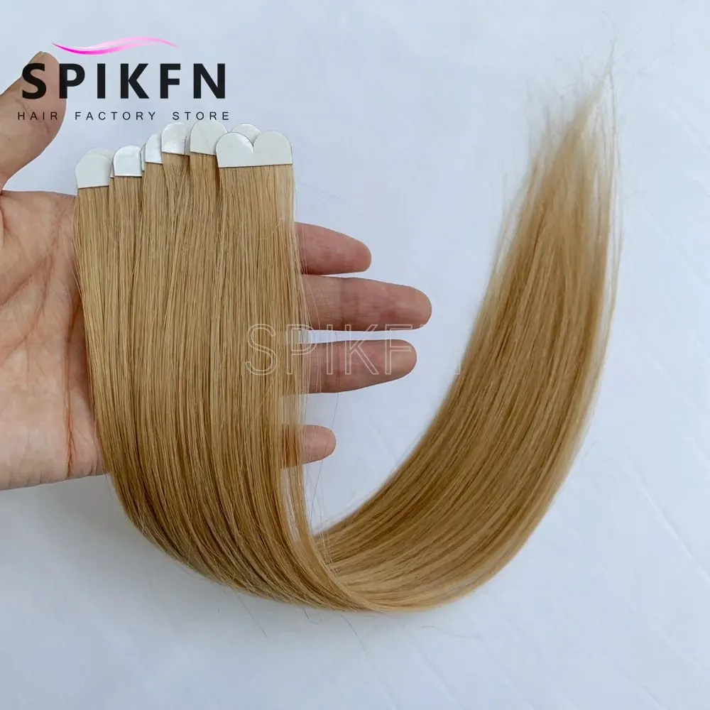 14inches Mini Tape-In Hair Extensions Straight Human Hair Seamless Skin Weft 10pcs/pack Lightweight Butterfly Tape Hair — image 7