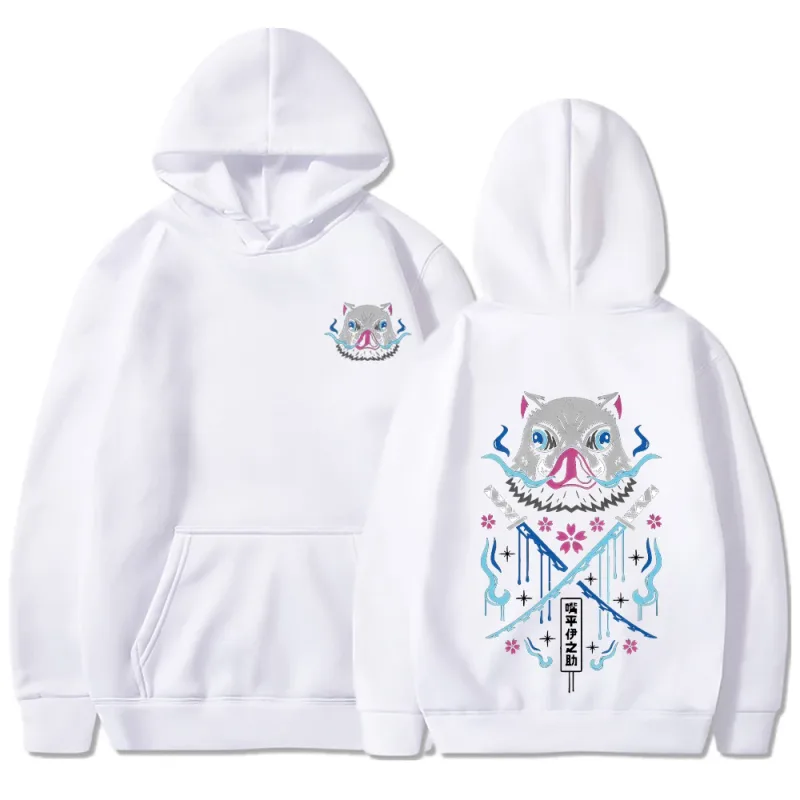 Inosuke anime hoodies das mulheres dos homens kimetsu não yaiba kawaii manga sweatshirts gótico harajuku com capuz pulôver casual streetwear — image 2