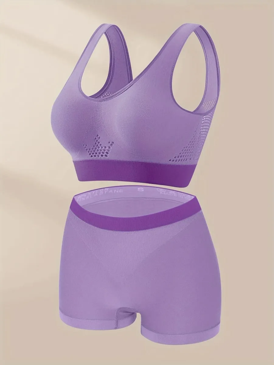 1sET Women's lingerie set Plus Size Bralette Seamless Bra Comfortable Breathable Sports Bra Stretch Fabric Boxers — image 5