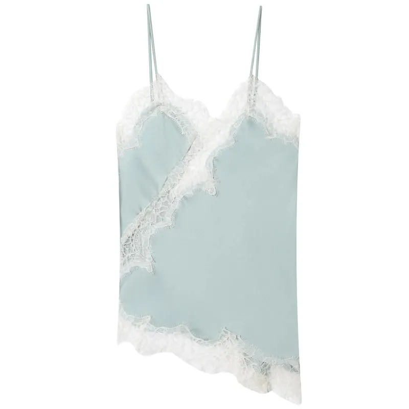 2025 Žena Asymetrické Slip Top Ženy Sexy Černá Žlutá Modrá Top Krajka Tanky & Camis Elegantní Košilka bez rukávů Y2K bez zad — image 8
