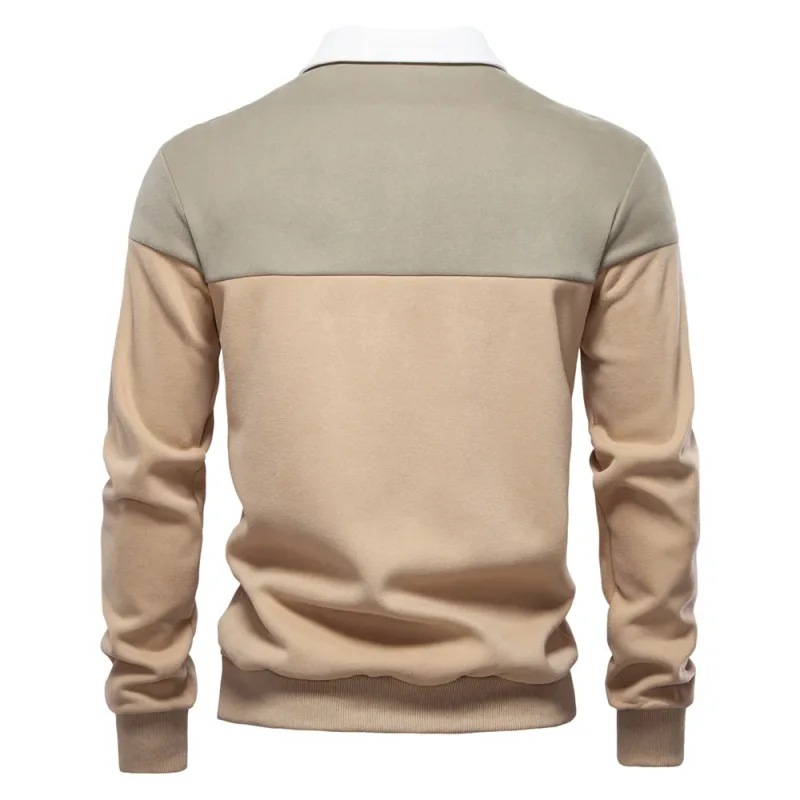 Nova primavera masculina com capuz de mistura de algodão em bloco colorido para negócios estilo casual moletom de manga comprida — image 13