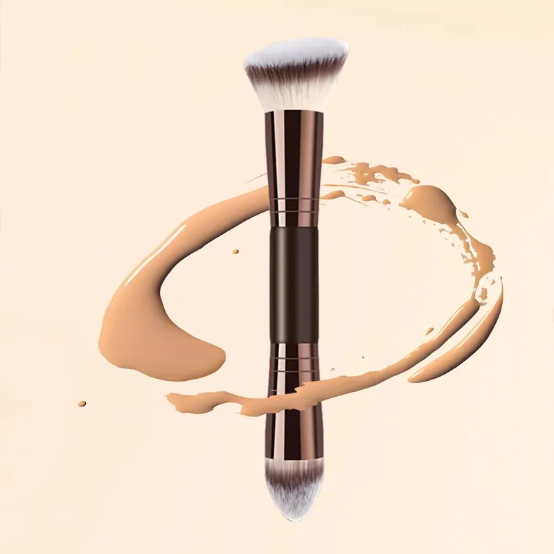 Single Double-Ended Multi-Functional Makeup Brush Professional Foundation + Blush Brush Soft & Dense Bristles