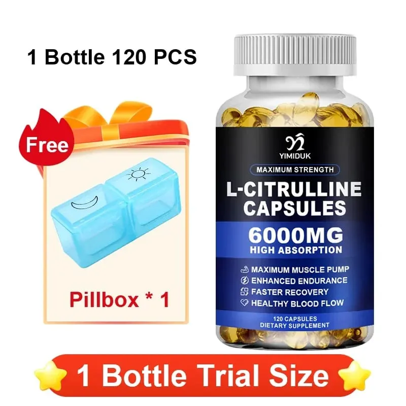 High Strength L-Citrulline Capsules with Gelatin Vitamin E Aid Vasodilation Build Muscle Fullness Quicken Recovery
