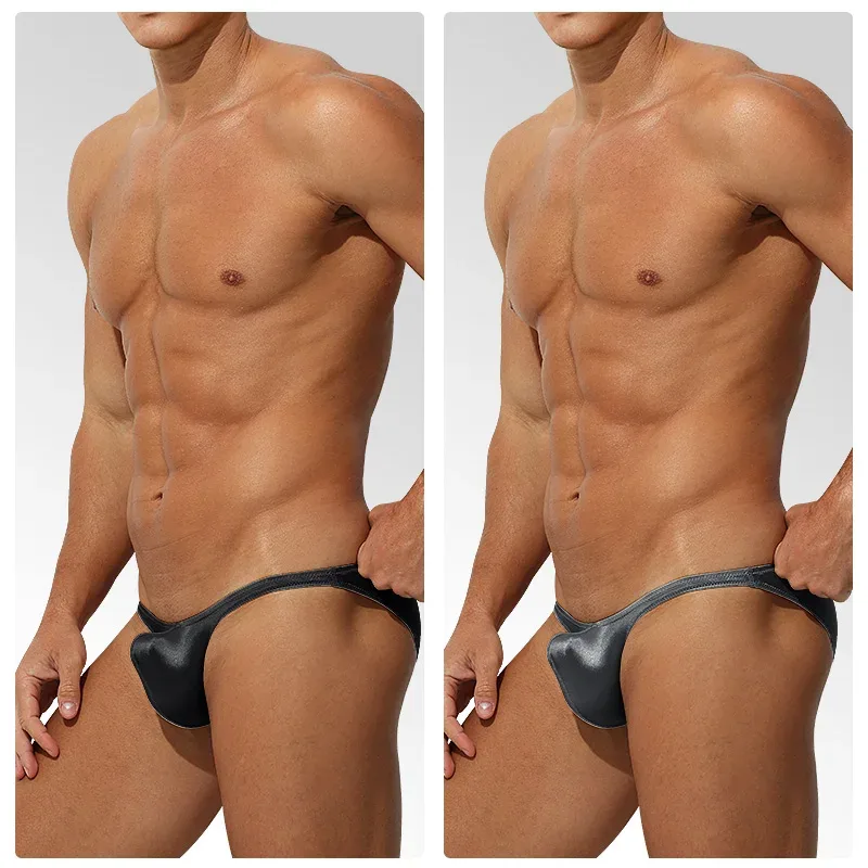 Intimo da uomo in raso di seta ghiaccio a vita bassa Aderente sportivo StyleJJ Boosting slip sensuali di lusso Youth Nylon Spandex — image 25