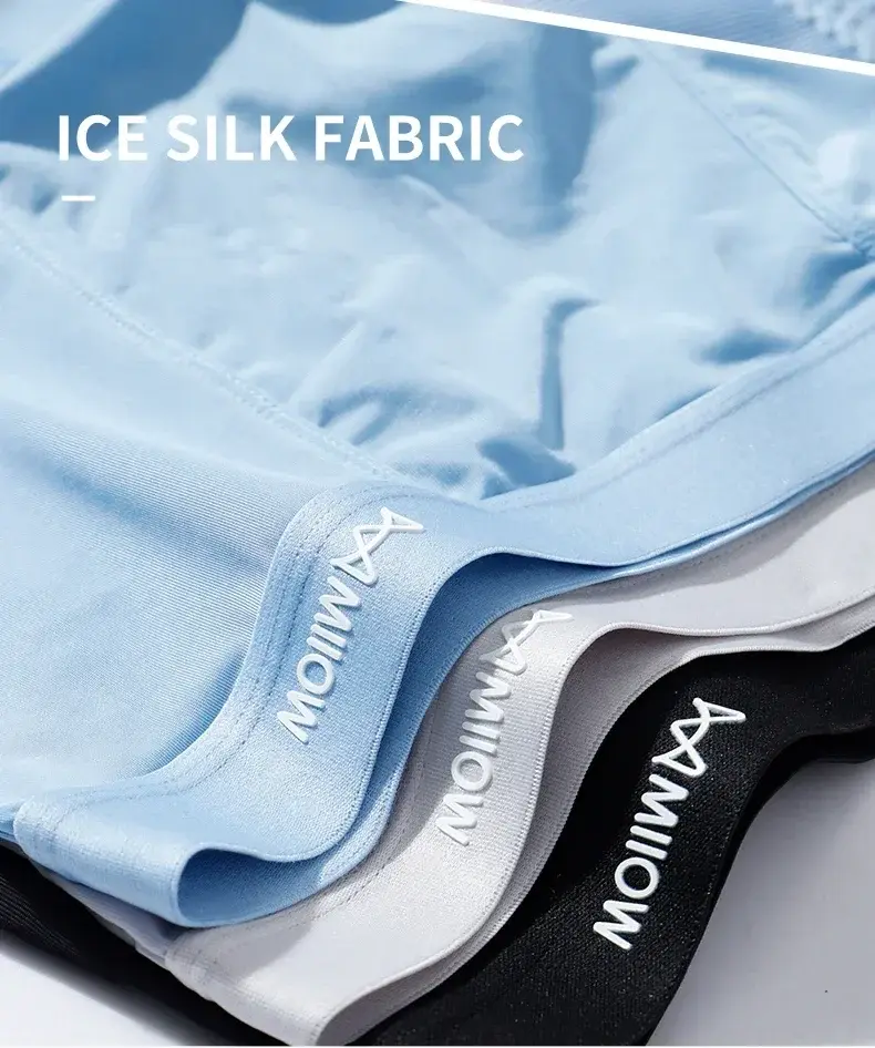 MiiOW 3Pcs Thin Ice Silk Men Boxershorts Graphene Antibacterial Man Underwear Breathable Men's Panties Mens Boxers Briefs Trunks — image 12
