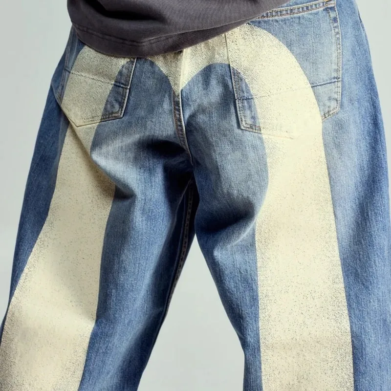 Trend Arrival Jeans Mens Loose Fit Tapered Casual Streetwear Fashion Print High Waist Straight Leg Denim Pants Harajuku Unisex — image 7