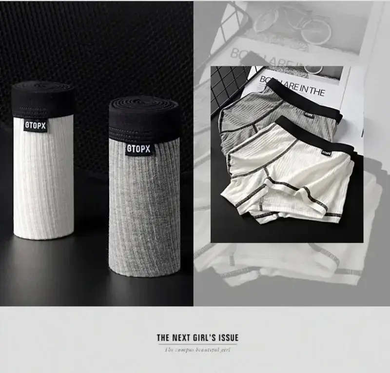 Cueca boxer masculina com design personalizado, cintura baixa, respirável, camada única, bolsa convexa em u — image 4
