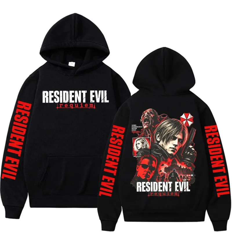 Leon Kennedy Resident Evil Requiem Merch Sweatshirts Herr Dam Casual Hoodie i fleece av hög kvalitet Harajuku klassiska gotiska hoodies — image 1