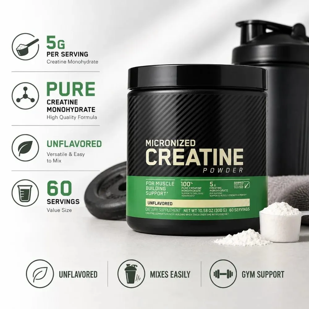 Creatina monohidratada em pó 300g, suporte para força, desempenho muscular, bebidas esportivas, suporte para nutrição fitness — image 1
