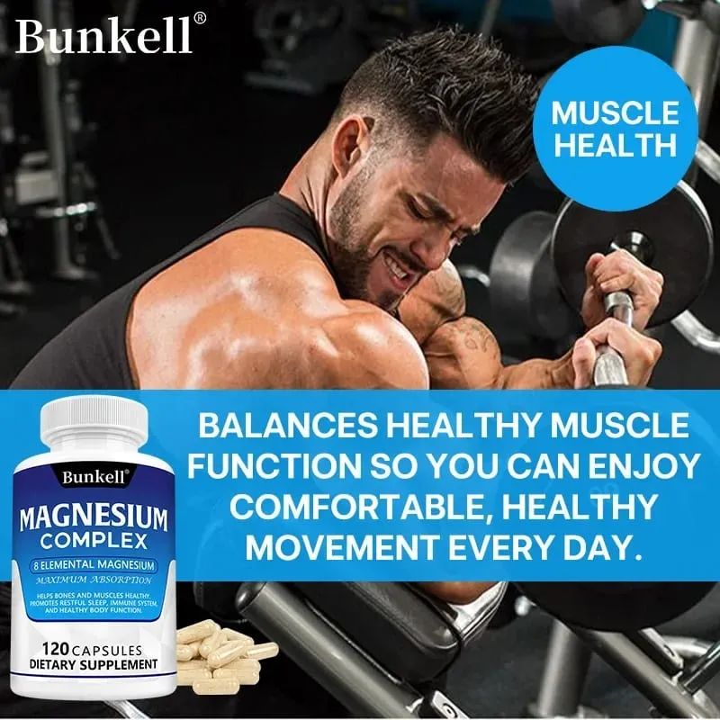 Bunkell Magnesium Complex 5 Forms High Absorption Support Bone Heart Muscle Sleep & Digestion Non-GMO Dietary Supplement — image 2