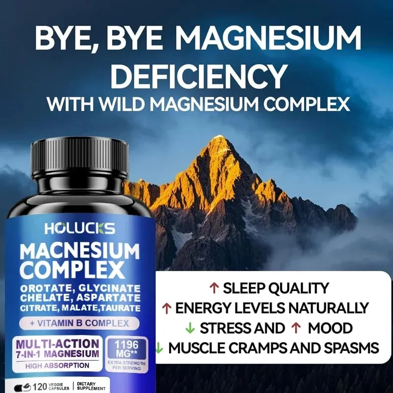Suplemen Magnesium Kompleks 1000mg dengan Vitamin C E B1 B2 B6 B12 Chelated Magnesium Glycinate Malate Taurate & Sitrat — image 3