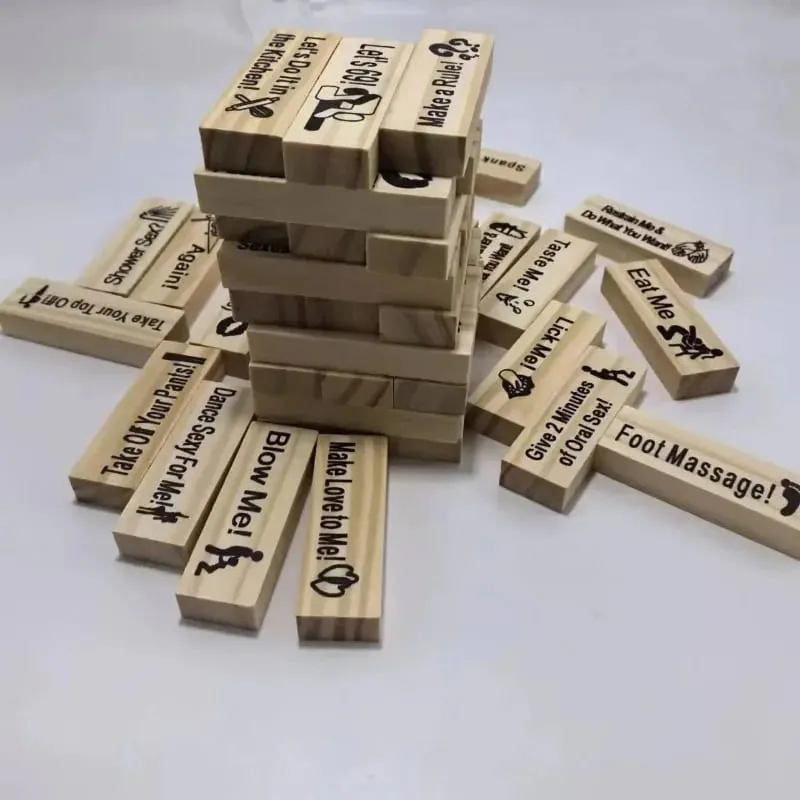 48Pcs Wooden Sex Block Tumbling Tower Stacking GamesGame For Adults Sex Toys Valentine For Couples Erotica Party SM Block