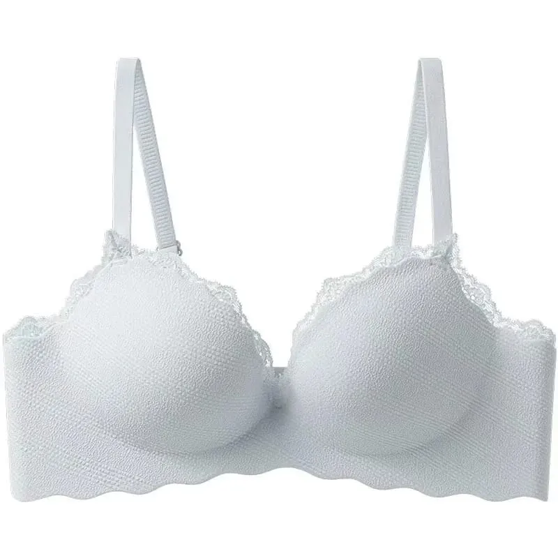 2025 Fashion Lace Thickened One-piece Seamless Push Up Lingerie Small Breast Gathering Comfortable Bra For Women — image 9