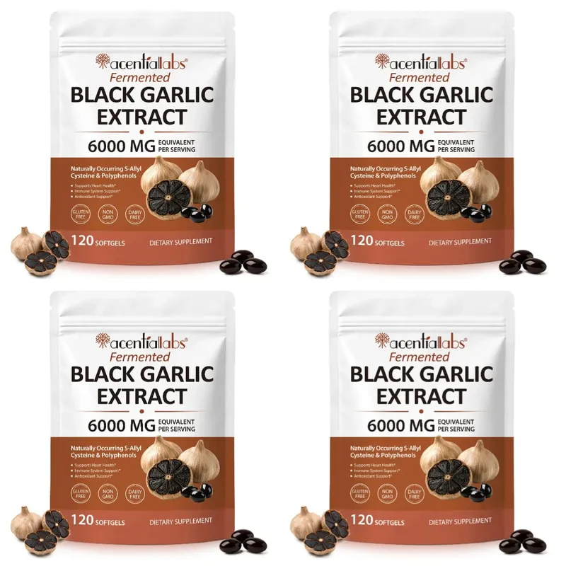 Black Garlic Extract Softgels 600mg 10:1 Concentrate for Heart Wellness Immune Support Digestive Balance Vitality 120 Count — image 12