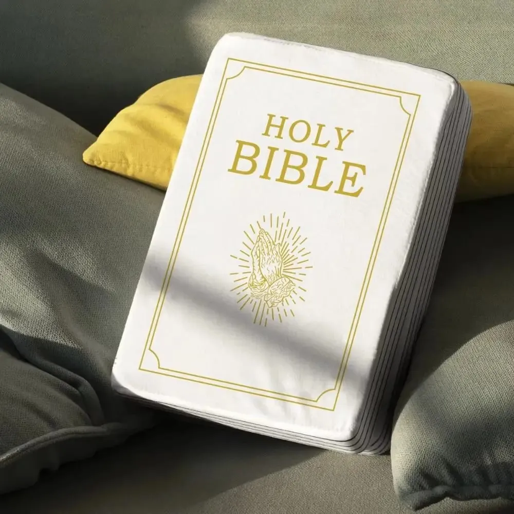 Living Room Realistic Looking Bible Pillow Sofa Cushion Bible Throw Pillow 33*22cm Cutest Bible Cushion Christmas Present — image 4