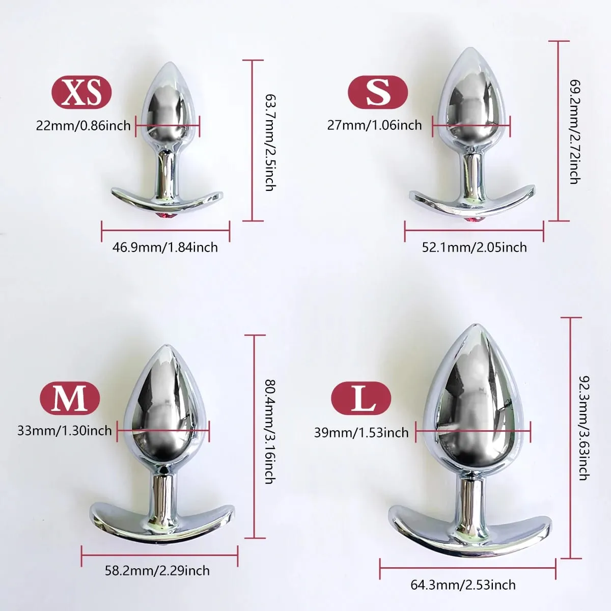 4 Size Metal Anal Plug Anchor Base Fit the Hip Design Tail Female/Male Dildos Couples Adults Game Adult Toys Sex Toys — image 3