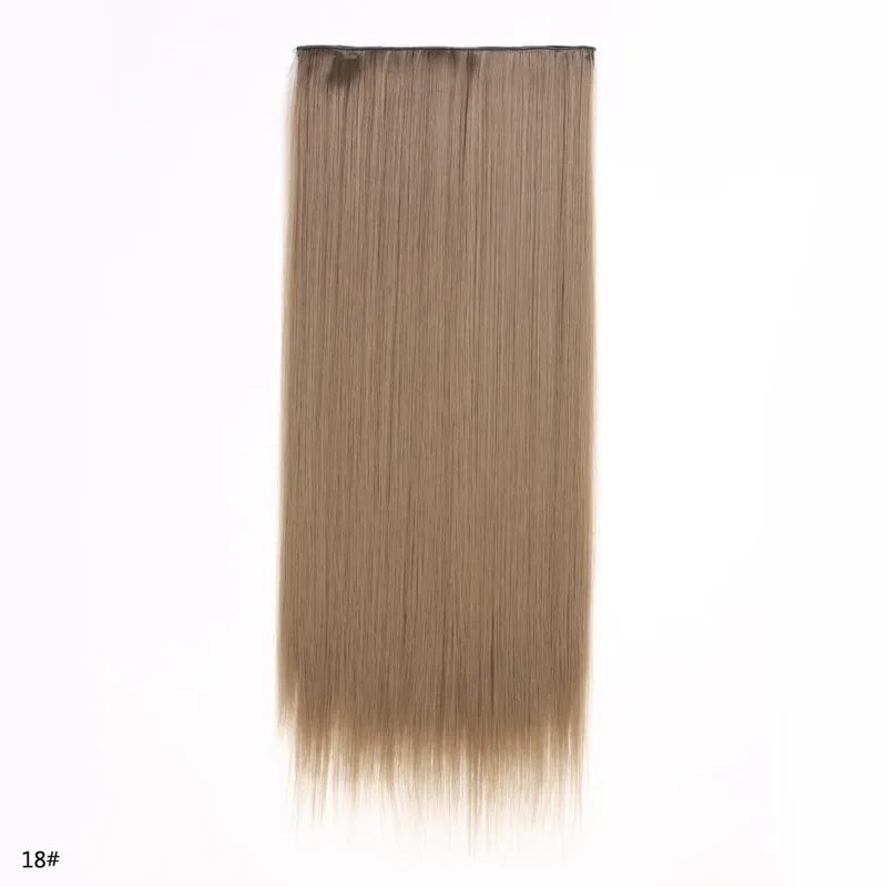 Hairpiece 5-Clips One Piece Clip-In Hair Extension Long Straight Hair Voluminous Natural Soft Synthetic Hair for Women Daily Use