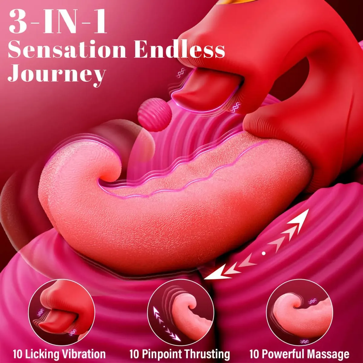 G Spot Vibrator Tongue Toy for Women Female Couples Womens Pleasure 10 Thrusting 10 Licking Vibration Modes Clitoral Stimulation — image 2