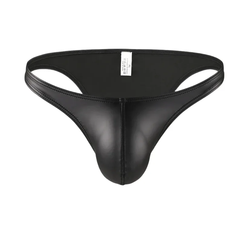 Cuecas de biquíni de couro falso masculino cuecas u bolsa sexy deslizamentos para homens lingerie de alta qualidade cuecas calzoncillos calcinha masculina