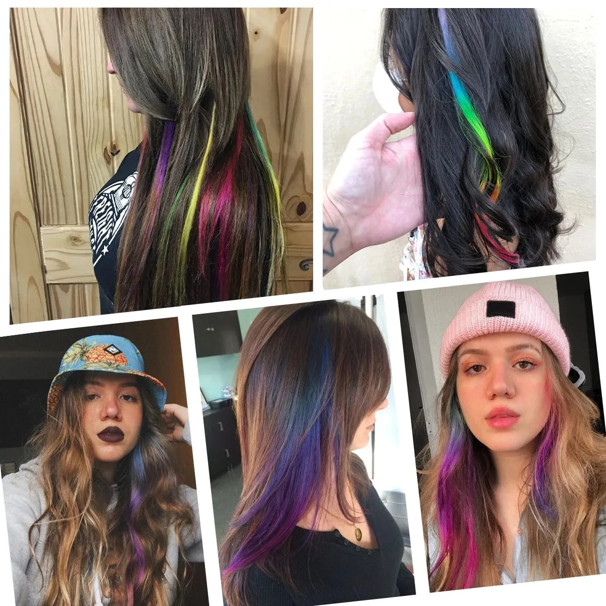 1Pcs Gradient Color Clip in Hair Extensions Party Highlights Wig Synthetic Straight Hairpiece for Girls Kids Christmas Party Use — image 6
