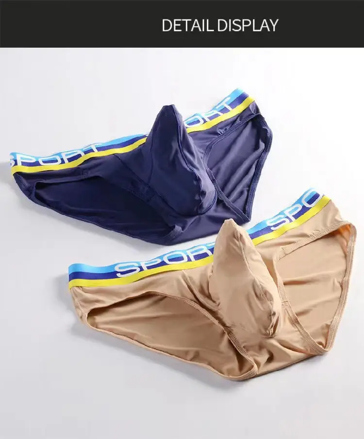 Men's Elephant Nose U Convex Briefs Breathable Mesh Silk Summer Underwear with Pouch