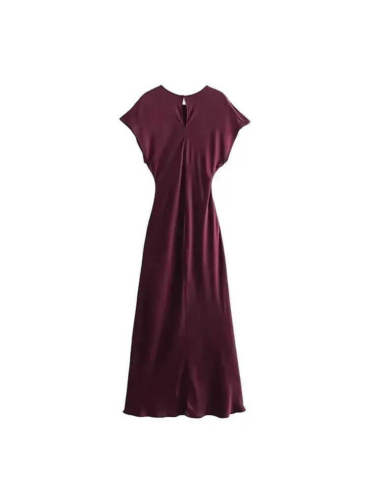 Midi Satin Dress Pambabae Long Dresses Para sa Babae Chic At Elegant Evening Dresses Pambabaeng Party Dress — image 4