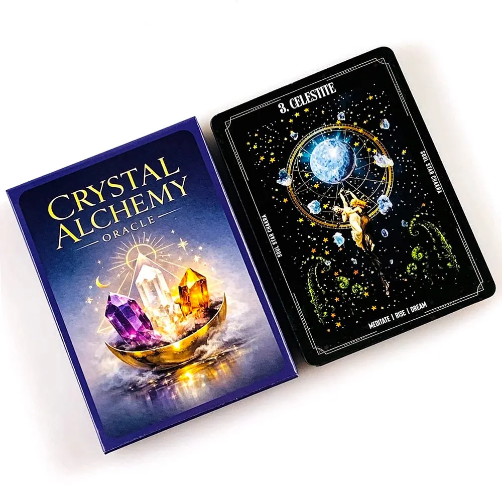 New Crystal Alchemy Oracle Cards 36 Deck 10.2*7.4cm English Version Fate Divination Board Game Meditation & Party Games