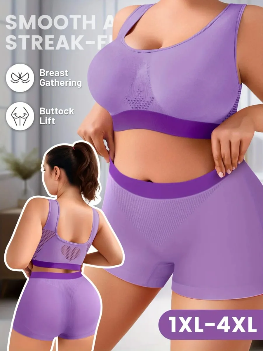 1sET Women's lingerie set Plus Size Bralette Seamless Bra Comfortable Breathable Sports Bra Stretch Fabric Boxers — image 2